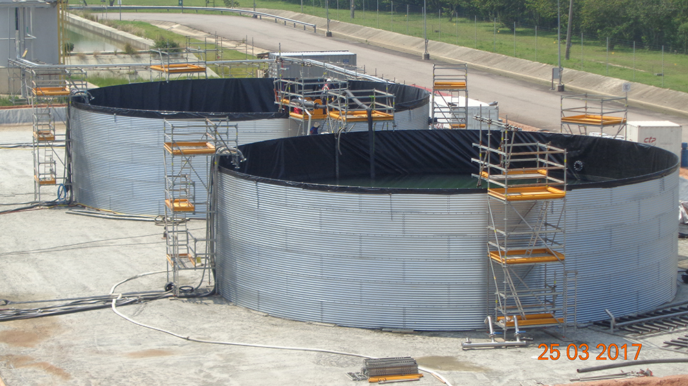 Finished tank being filled for use